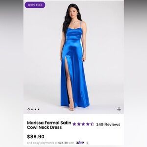 Elegant Blue Satinz Evening Gown